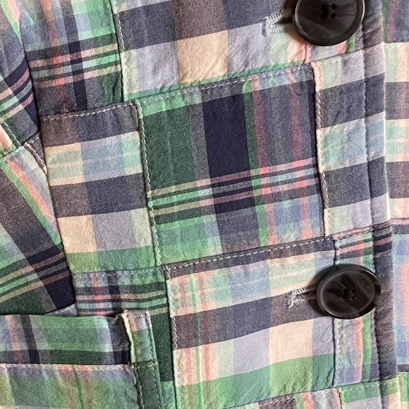 TALBOTS Summer Blazer Madras Plaid Cotton Patchwork Blazer Jacket Size 6 - Picture 5 of 7